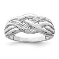 Sterling Silver Rhodium Plated Diamond Ring view 1