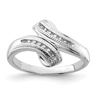 Sterling Silver Rhodium Plated Diamond Ring view 1