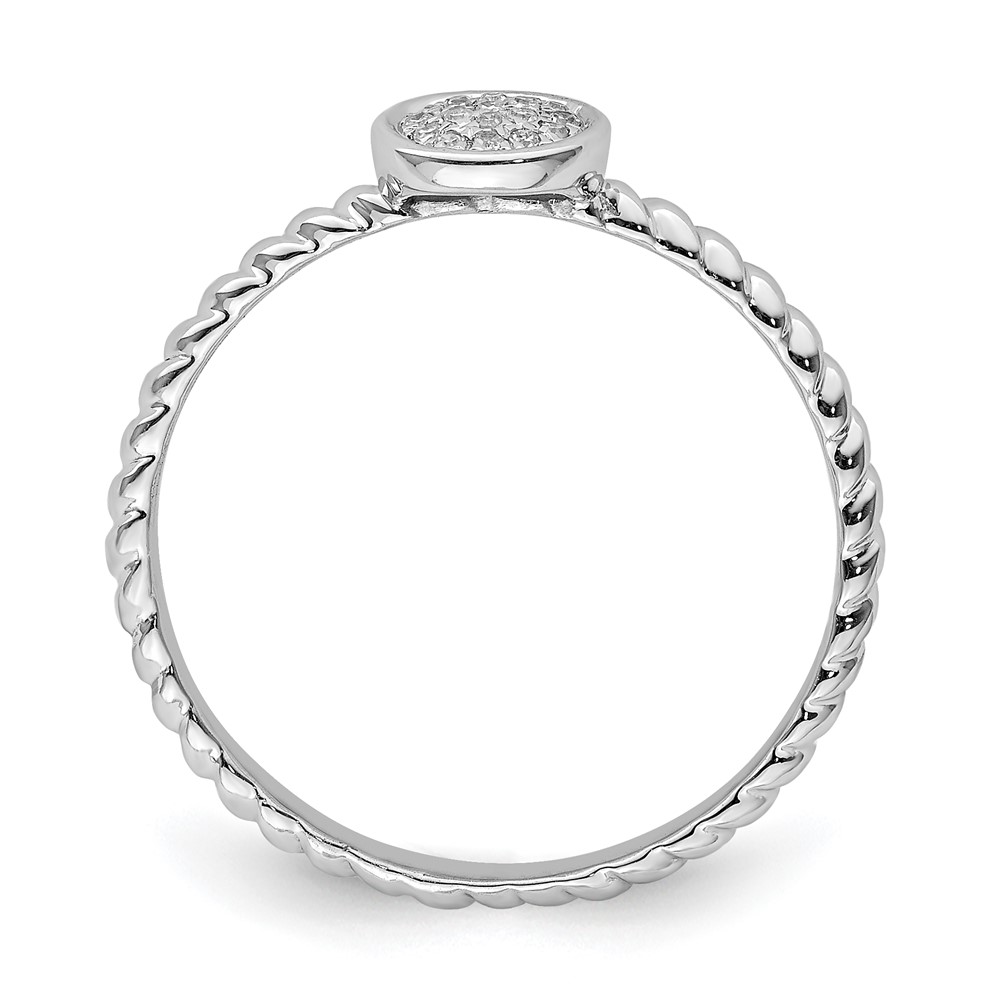 Sterling Silver Rhodium Plated White Diamond Stackable Ring (QR5806-8)