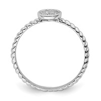 Sterling Silver Rhodium Plated White Diamond Stackable Ring view 2