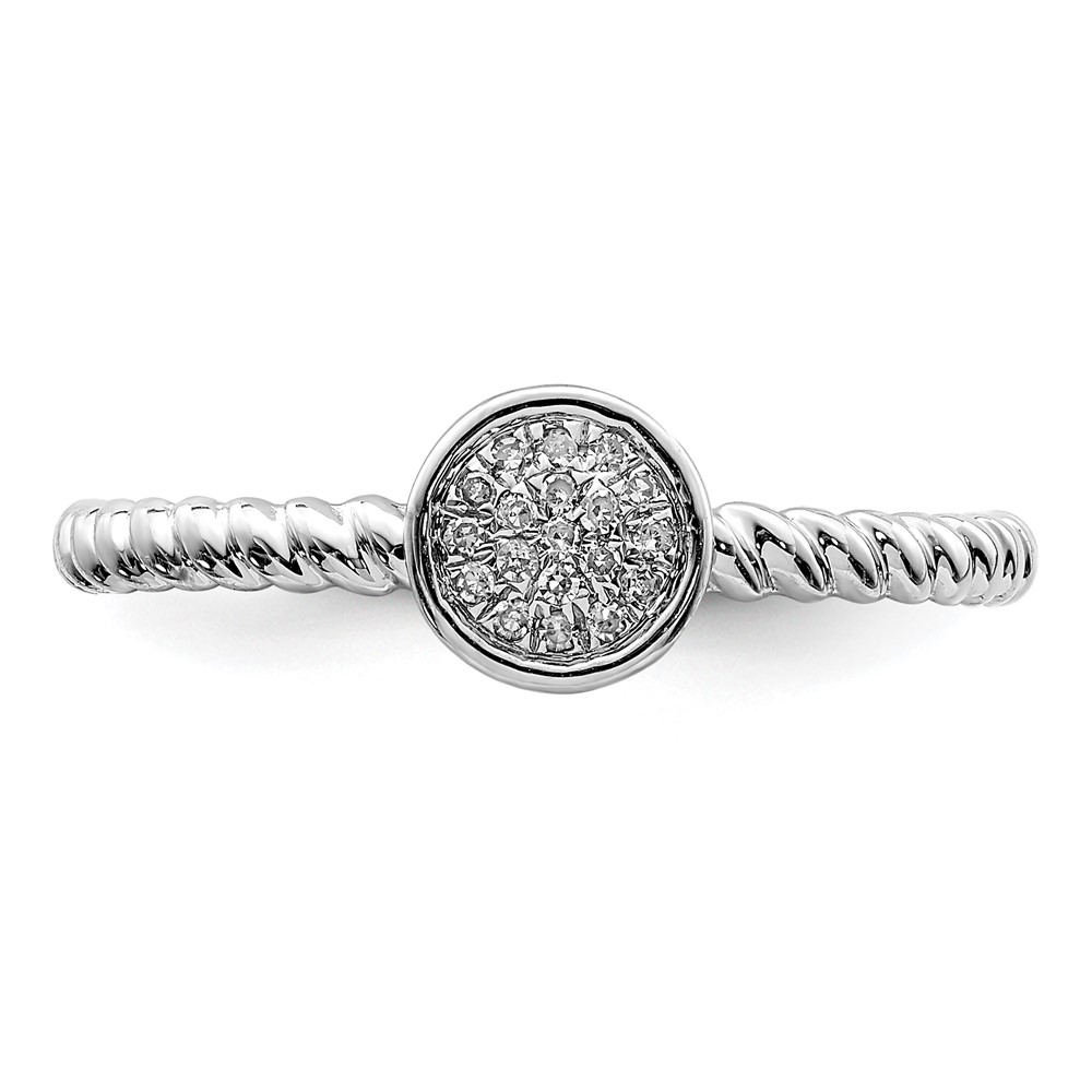Sterling Silver Rhodium Plated White Diamond Stackable Ring (QR5806-8)