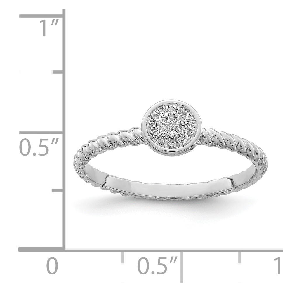Sterling Silver Rhodium Plated White Diamond Stackable Ring (QR5806-8)
