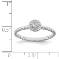 Sterling Silver Rhodium Plated White Diamond Stackable Ring view 4