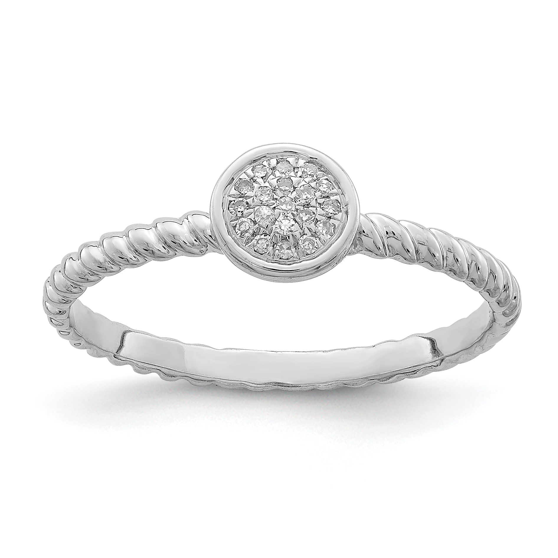 Sterling Silver Rhodium Plated White Diamond Stackable Ring (QR5806-7)