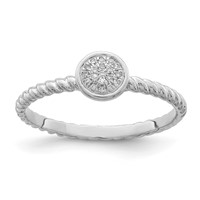 Sterling Silver Rhodium Plated White Diamond Stackable Ring view 1