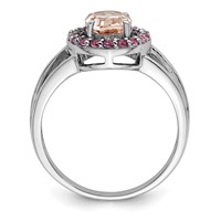 Sterling Silver Rhodium Morganite & Pink Sapphire Oval Ring view 2