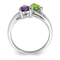 Sterling Silver Rhodium Amethyst & Peridot Diam. Ring view 2