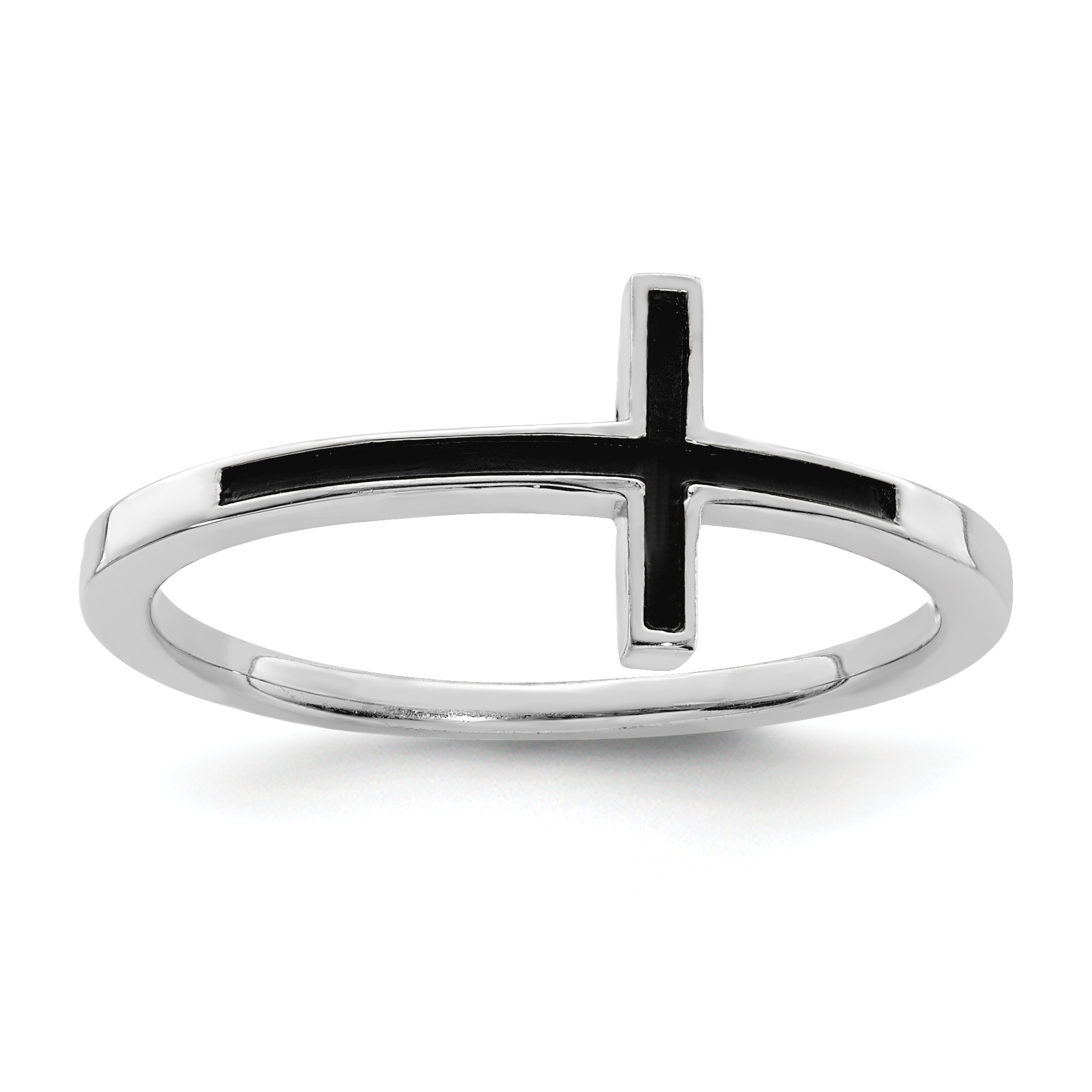 Sterling Silver Antiqued Sideways Cross Ring (QR5882-7)
