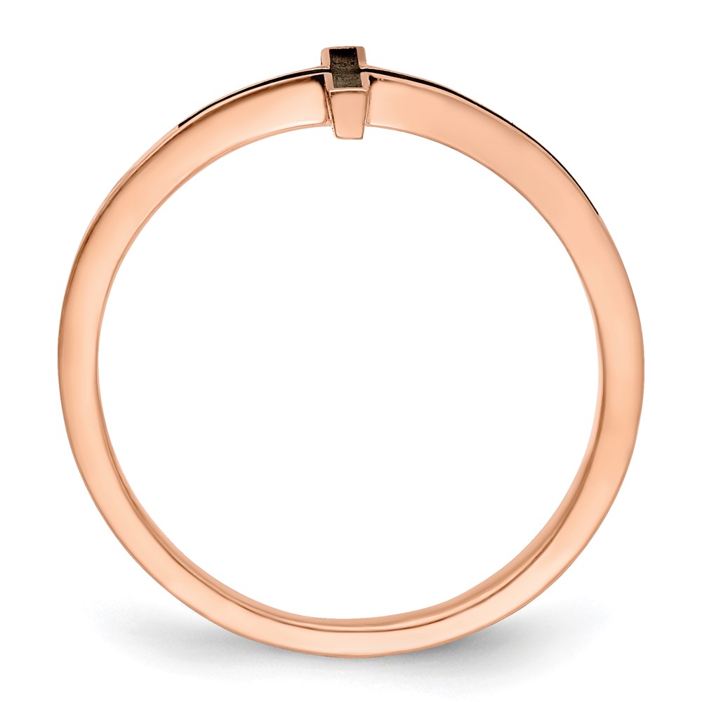 Sterling Silver Rose Gold-plated Antiqued Sideways Cross Ring (QR5882P-8)