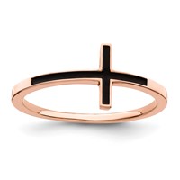 Sterling Silver Rose Gold-plated Antiqued Sideways Cross Ring view 1