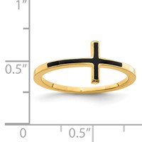 Sterling Silver Yellow Gold-plated Antiqued Sideways Cross Ring view 4