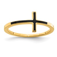 Sterling Silver Yellow Gold-plated Antiqued Sideways Cross Ring view 1