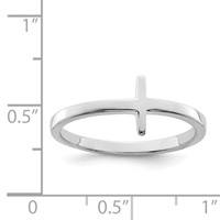 Sterling Silver Rhodium-plated Sideways Cross Ring view 4