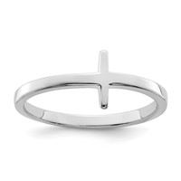 Sterling Silver Rhodium-plated Sideways Cross Ring view 1