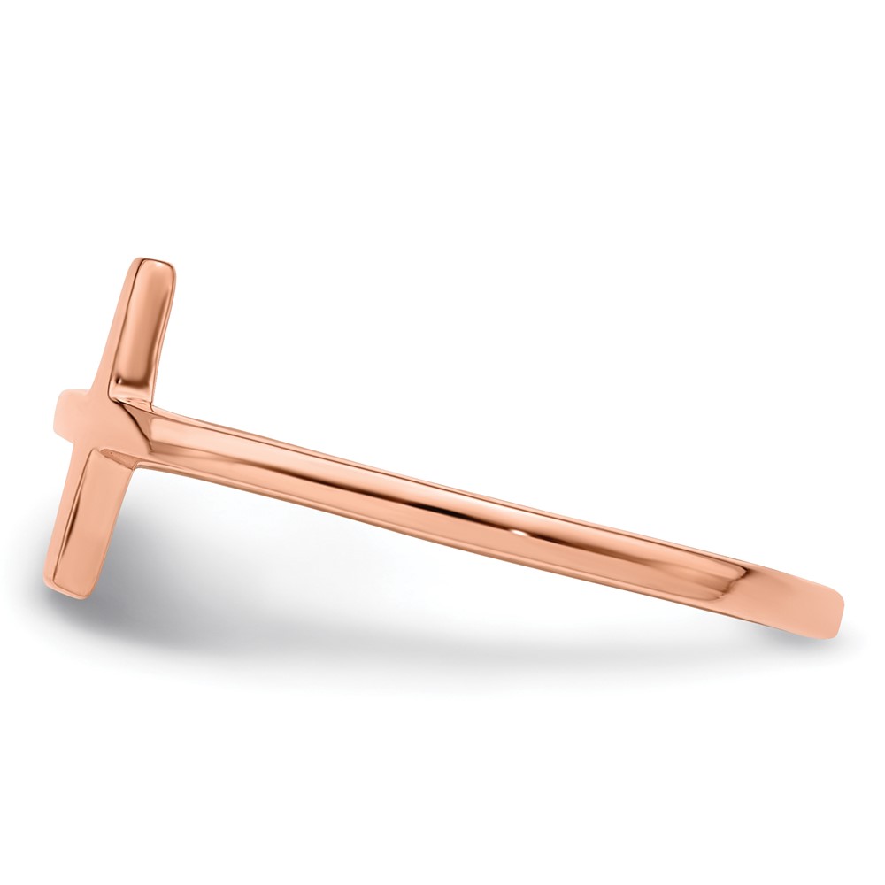 Sterling Silver Rose Gold-plated Sideways Cross Ring (QR5883P-7)