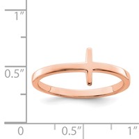 Sterling Silver Rose Gold-plated Sideways Cross Ring view 3