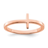 Sterling Silver Rose Gold-plated Sideways Cross Ring view 1