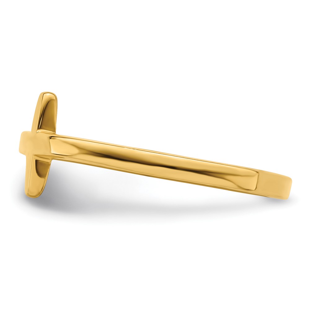 Sterling Silver Yellow Gold-plated Sideways Cross Ring (QR5883Y-6)