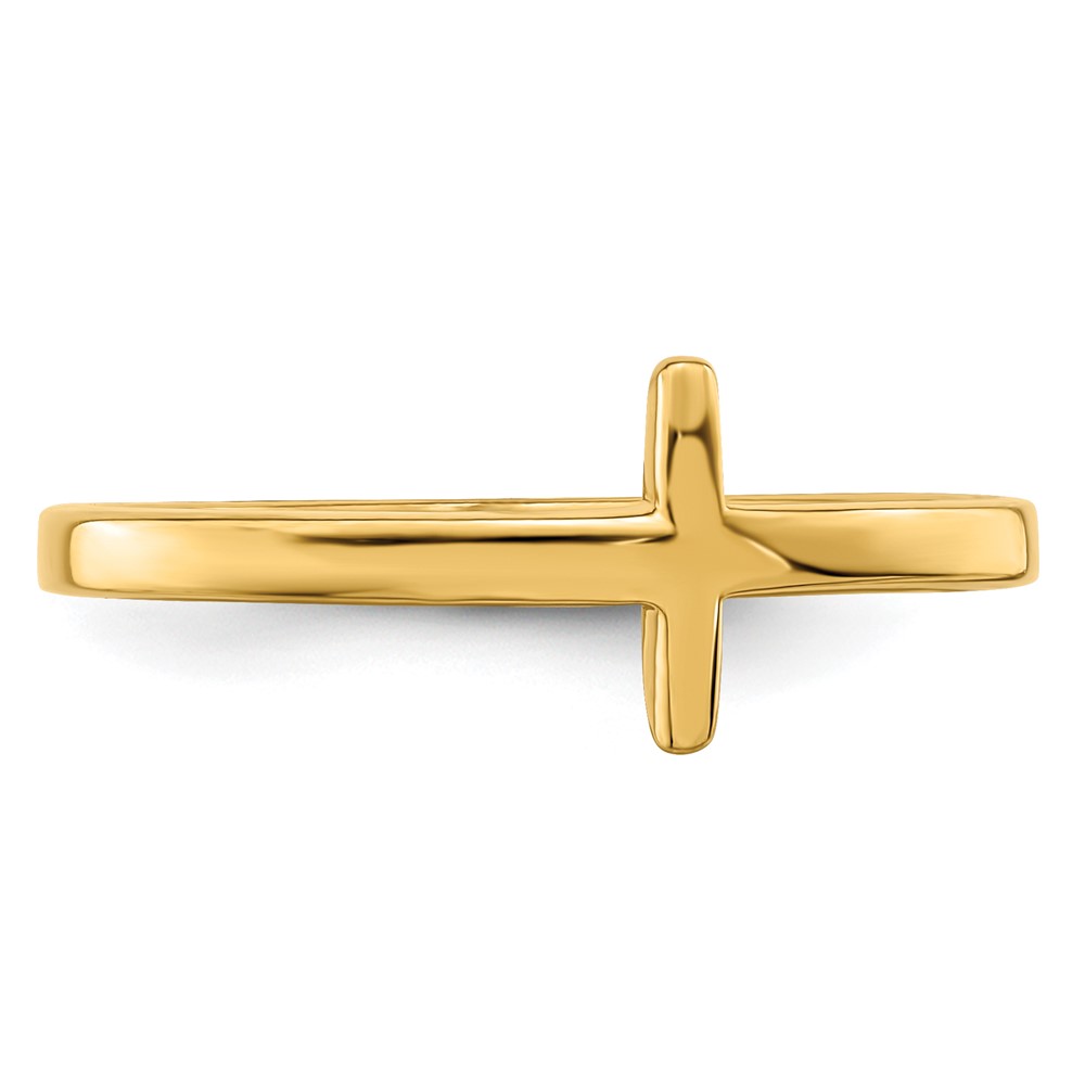 Sterling Silver Yellow Gold-plated Sideways Cross Ring (QR5883Y-6)