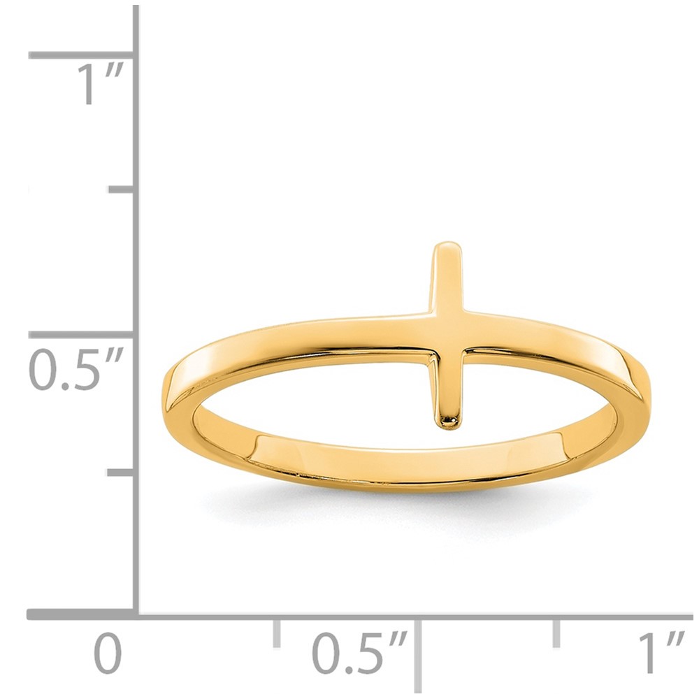 Sterling Silver Yellow Gold-plated Sideways Cross Ring (QR5883Y-6)