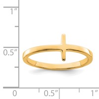 Sterling Silver Yellow Gold-plated Sideways Cross Ring view 3