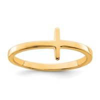 Sterling Silver Yellow Gold-plated Sideways Cross Ring view 1