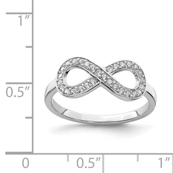 Sterling Silver Rhodium-plated with CZ Infinity Ring