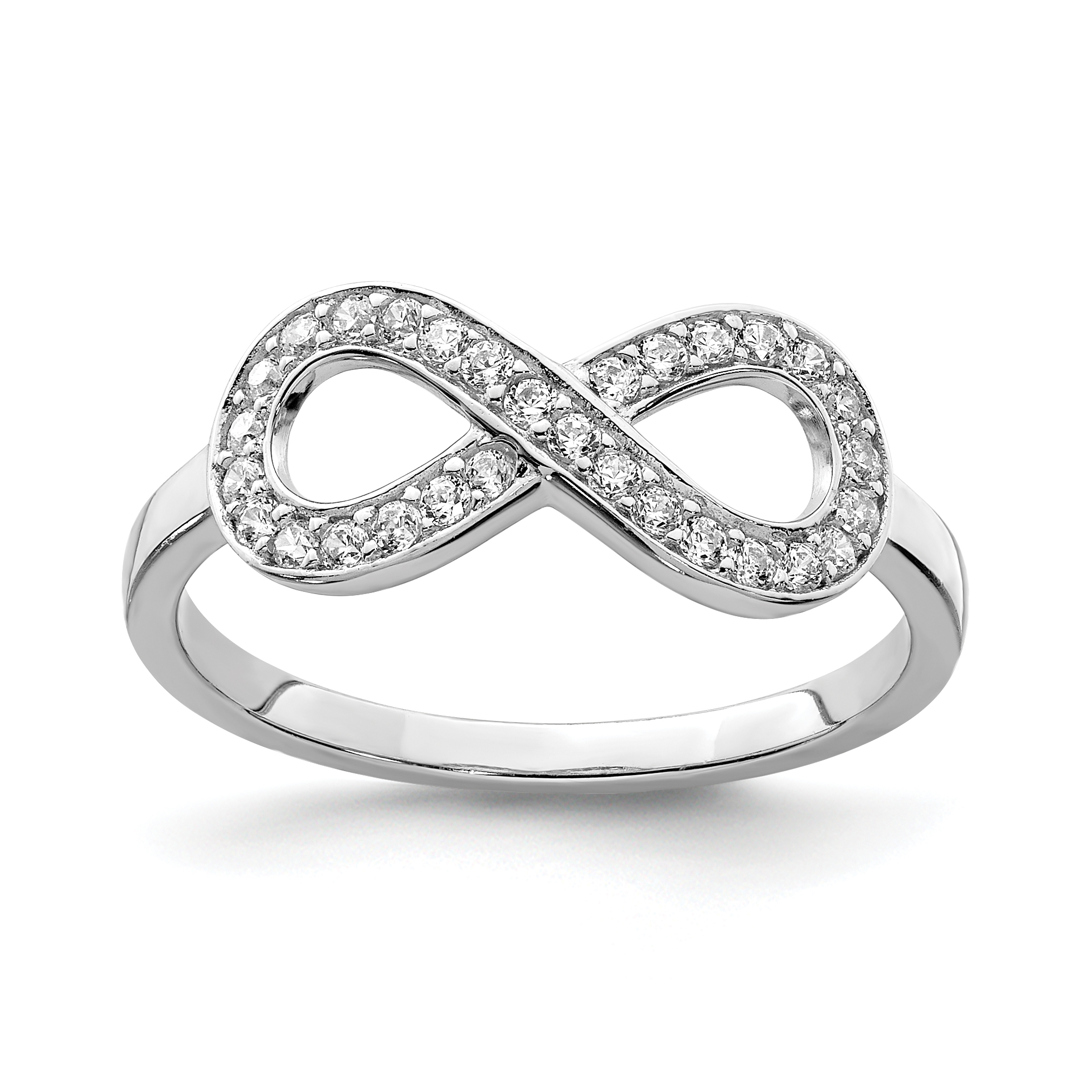 Sterling Silver Rhodium-plated with CZ Infinity Ring (QR5884-10)