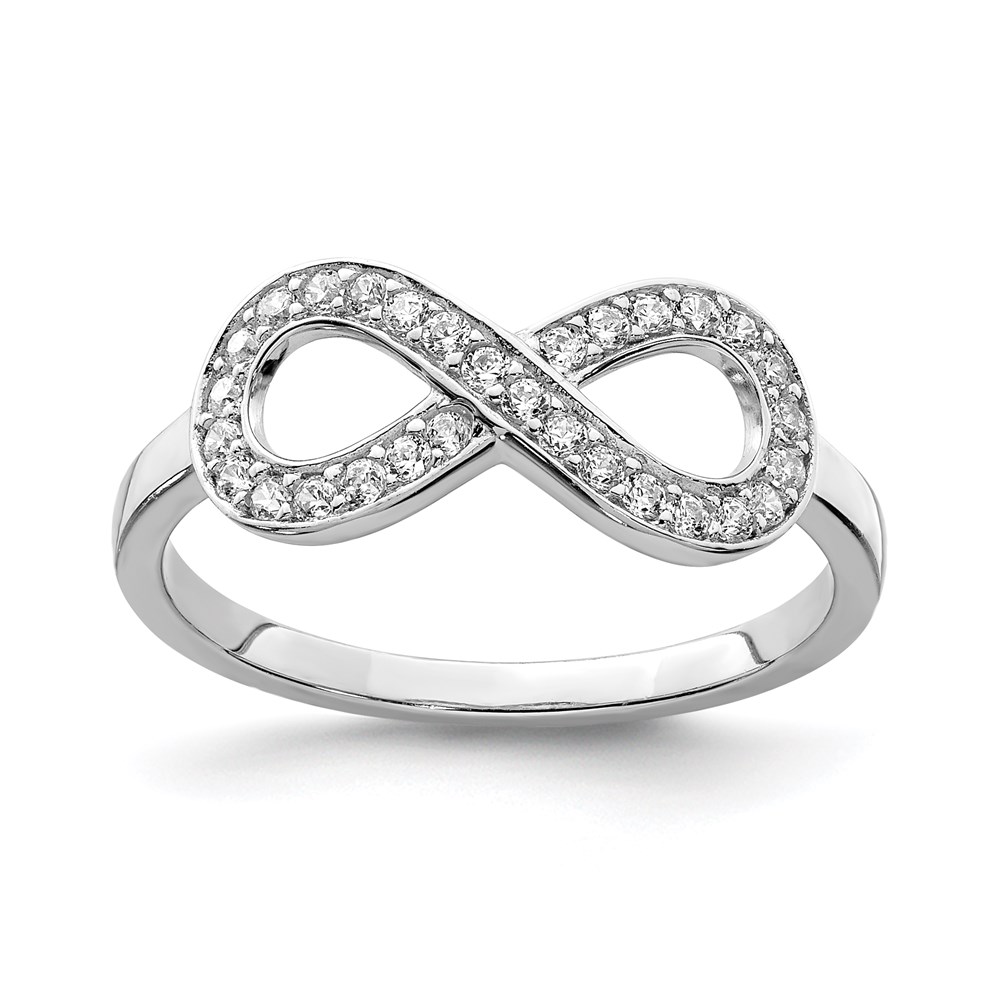 Sterling Silver Rhodium-plated CZ Infinity Ring