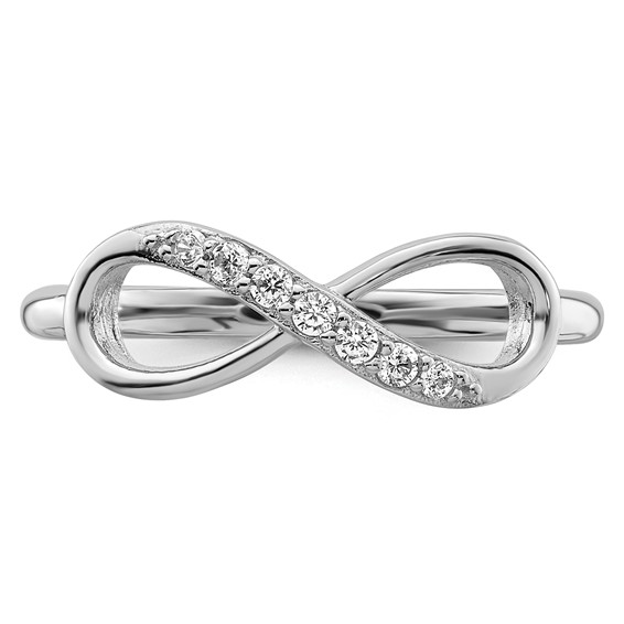 Sterling Silver Rhodium-plated with CZ Infinity Ring