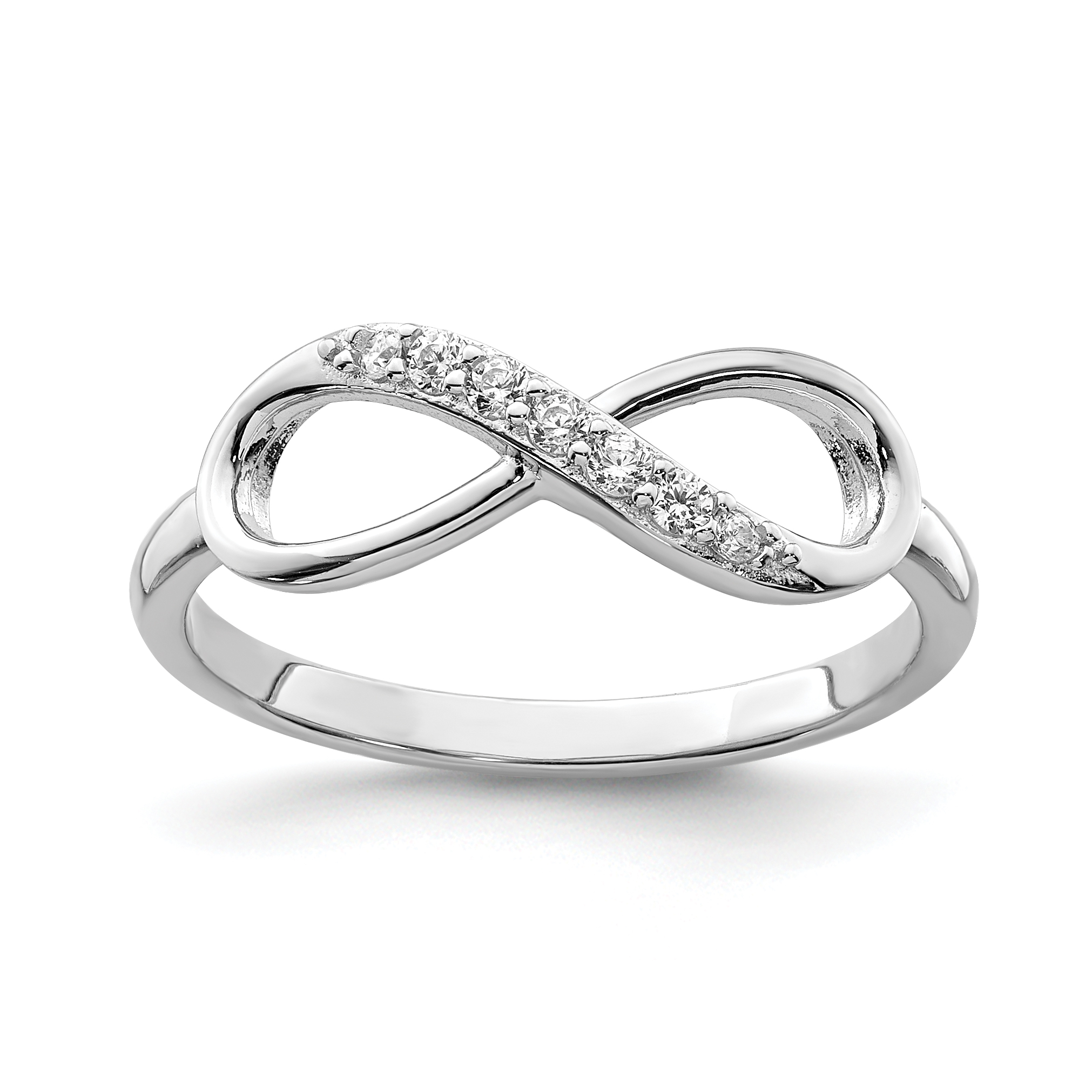 Sterling Silver Rhodium-plated with CZ Infinity Ring (QR5885-10)