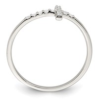 Sterling Silver Rhodium-plated CZ Sideways Cross Ring view 2