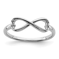 Sterling Silver Rhodium-plated Infinity Heart Ring view 1