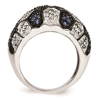 Sterling Silver & Black Rhodium Blue Glass & CZ Ring view 2