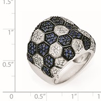 Sterling Silver & Black Rhodium Blue Glass & CZ Ring view 3