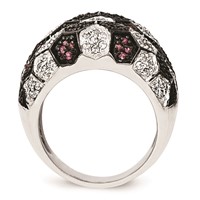 Sterling Silver & Black Rhodium Synthetic Ruby & CZ Ring view 2