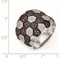 Sterling Silver & Black Rhodium Synthetic Ruby & CZ Ring view 3
