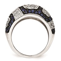 Sterling Silver & Black Rhodium Blue Glass & CZ Ring view 2