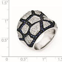 Sterling Silver & Black Rhodium Blue Glass & CZ Ring view 3