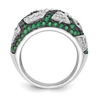 Sterling Silver & Black Rhodium Green Glass & CZ Ring view 2