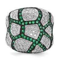 Sterling Silver & Black Rhodium Green Glass & CZ Ring view 5