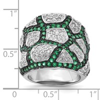 Sterling Silver & Black Rhodium Green Glass & CZ Ring view 4