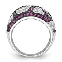 Sterling Silver & Black Rhodium Synthetic Ruby & White CZ Ring view 2