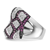 Sterling Silver & Black Rhodium Synthetic Ruby & White CZ Ring view 3