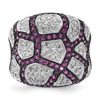 Sterling Silver & Black Rhodium Synthetic Ruby & White CZ Ring view 5