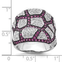 Sterling Silver & Black Rhodium Synthetic Ruby & White CZ Ring view 4
