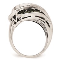 Sterling Silver Black Rhodium Blue Grn Glass Lt & Drk Synth. Ruby Ring view 2