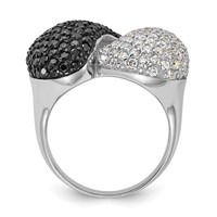 Sterling Silver & Black Rhodium Black & White CZ Ring view 2