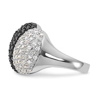 Sterling Silver & Black Rhodium Black & White CZ Ring view 3