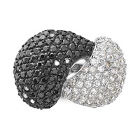 Sterling Silver & Black Rhodium Black & White CZ Ring view 5